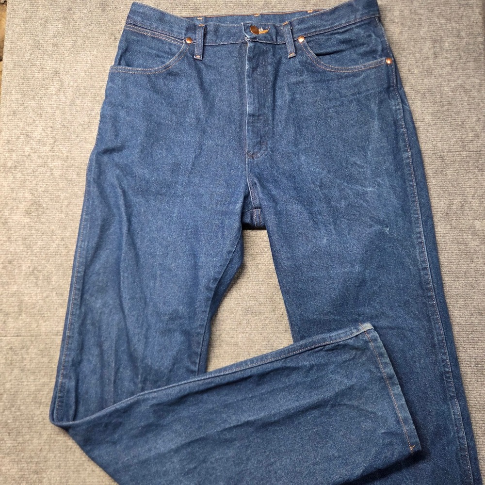 Wrangler 13MWZ Cowboy Cut Original Fit Jeans Mens 34x36 Indigo Blue Rigid Denim
